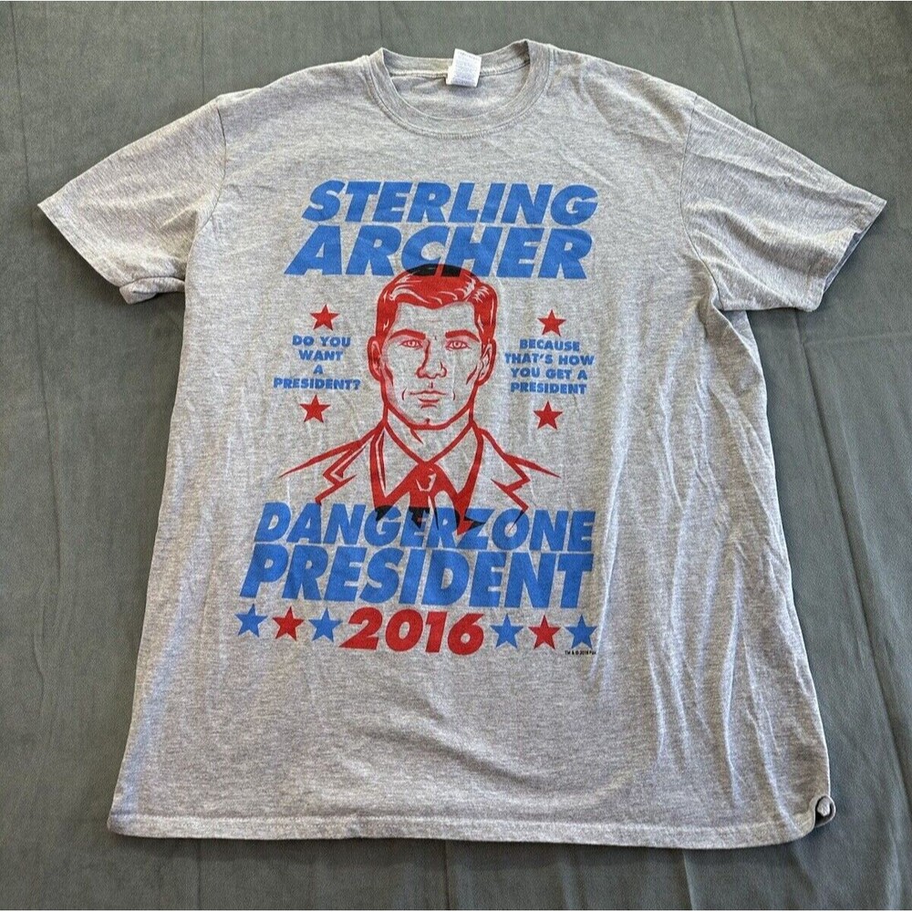 Sterling Archer President 2016 TShirt Mens XL Gray Graphic Short Sleeve Tee